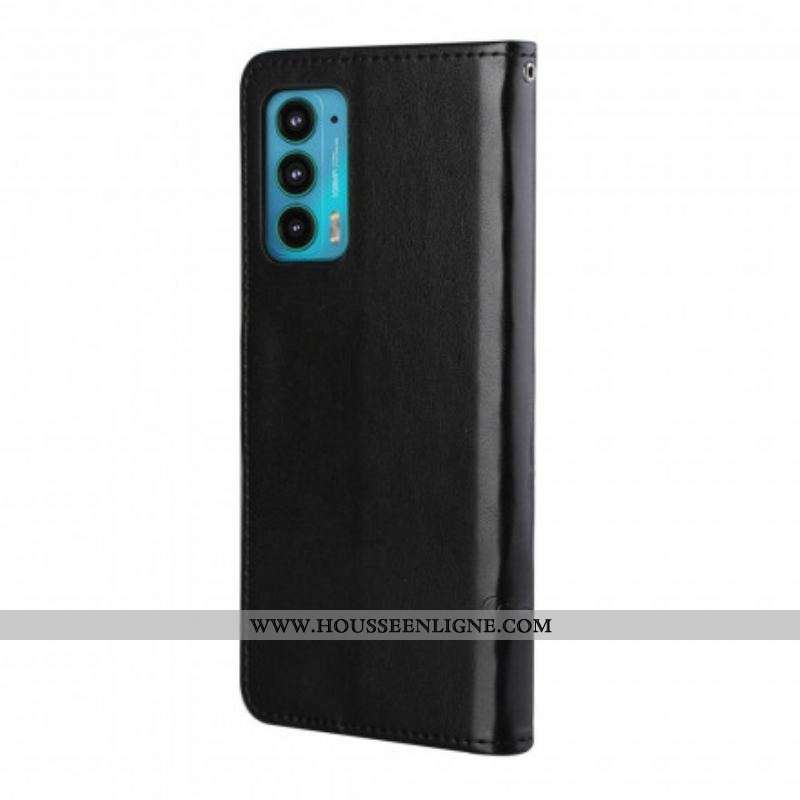 Housse Motorola Edge 20 Papillons et Fleurs à Lanière