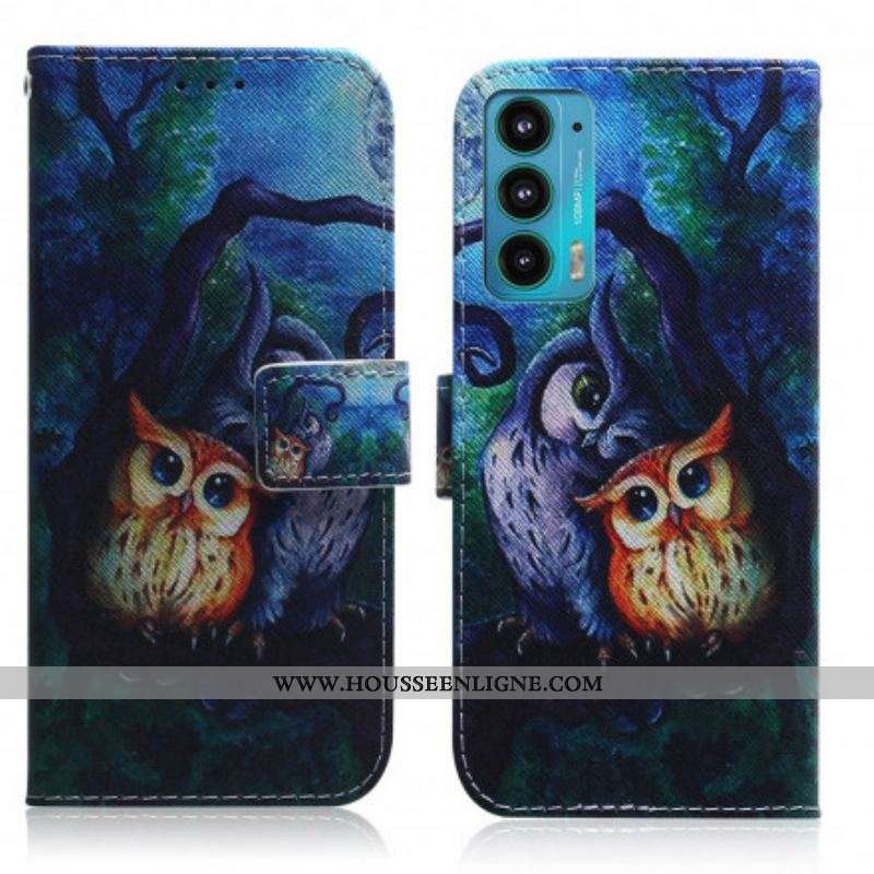 Housse Motorola Edge 20 Peinture de Hiboux