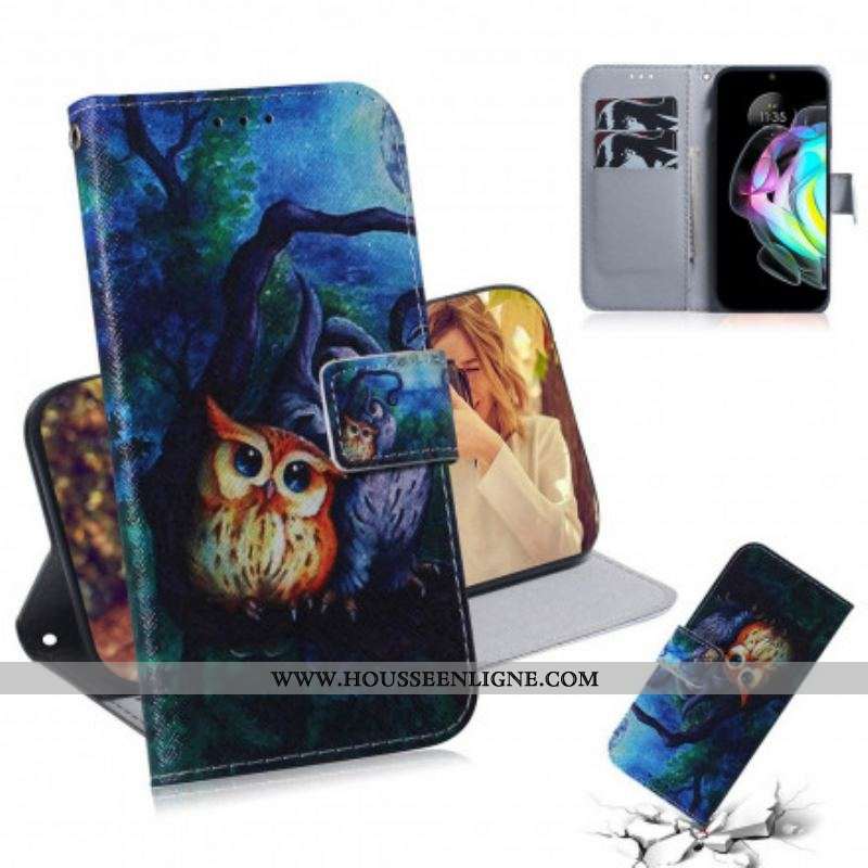 Housse Motorola Edge 20 Peinture de Hiboux