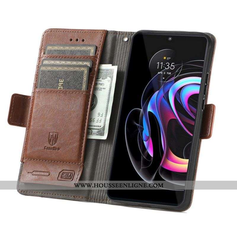 Housse Motorola Edge 20 Pro Bicolore Double Fermoir