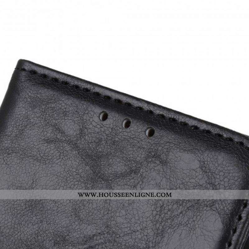 Housse Motorola Edge 20 Pro Cuir Fendu Fermoir Réversible