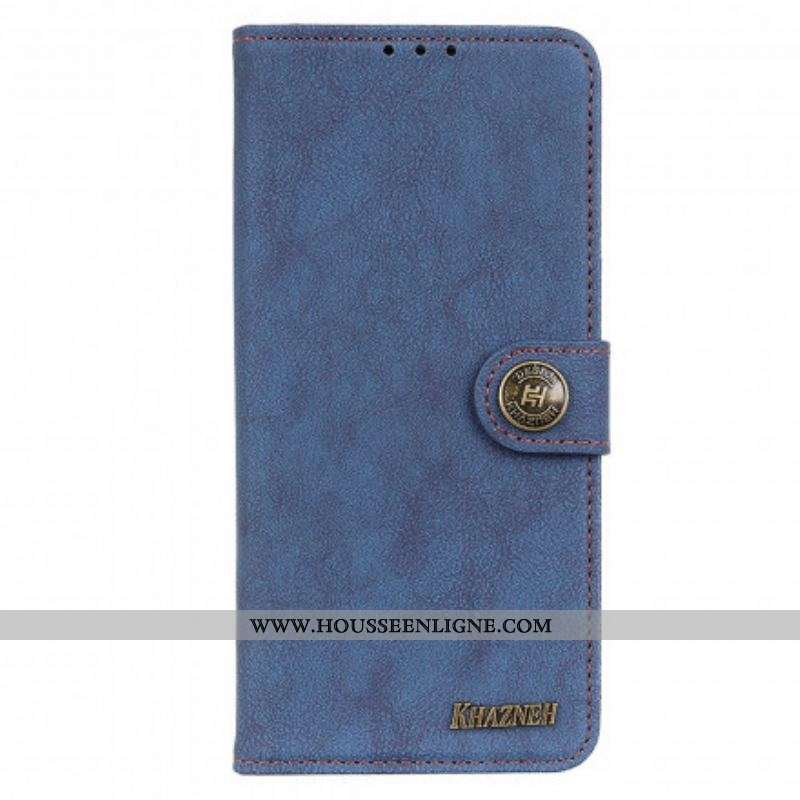 Housse Motorola Edge 20 Pro Cuir Fendu Rétro KHAZNEH