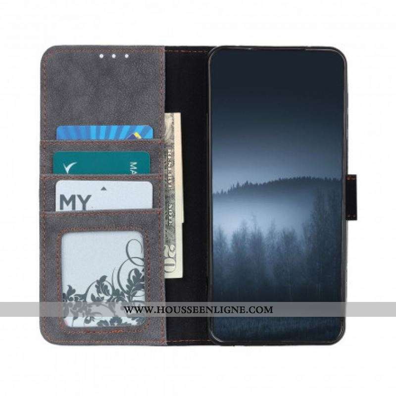 Housse Motorola Edge 20 Pro Cuir Fendu Rétro KHAZNEH