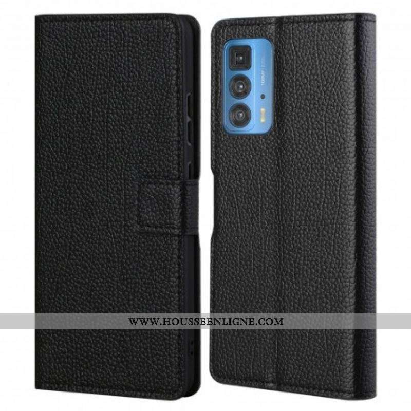 Housse Motorola Edge 20 Pro Effet Cuir Grain Litchi