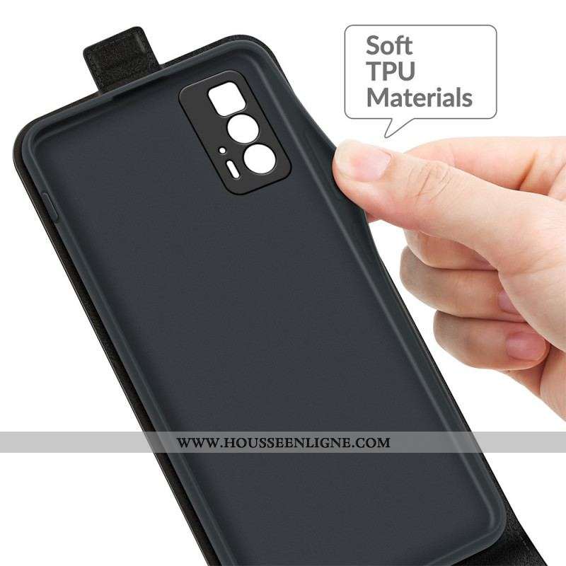 Housse Motorola Edge 20 Pro Effet Cuir Rabat Vertical