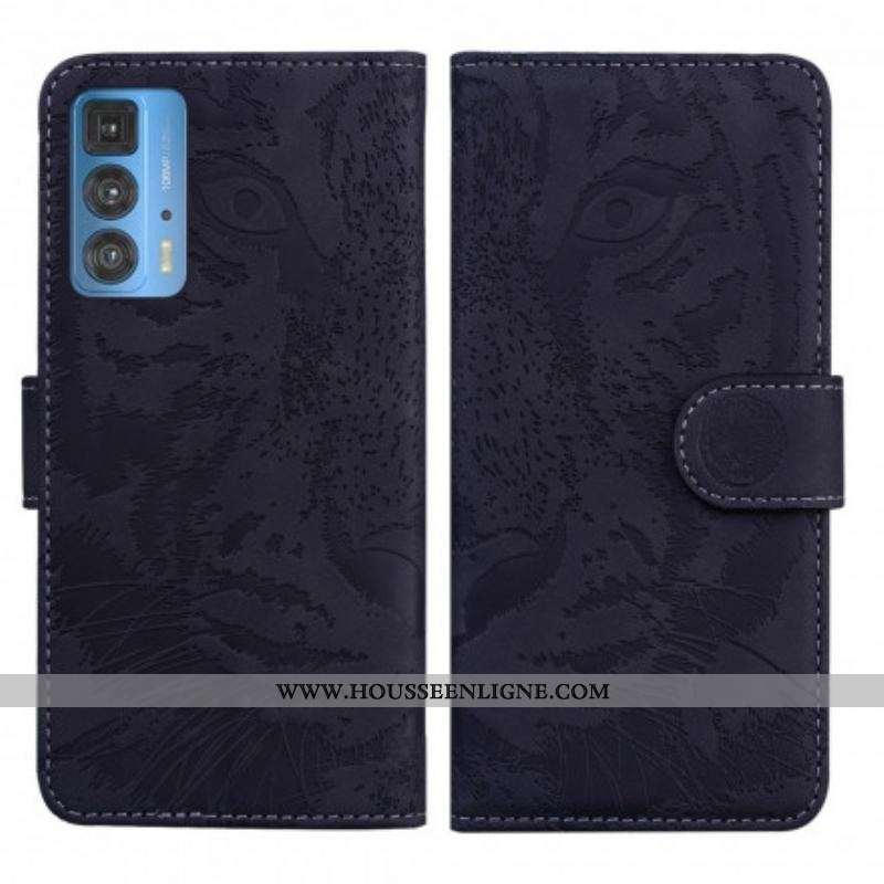 Housse Motorola Edge 20 Pro Empreinte Face de Tigre