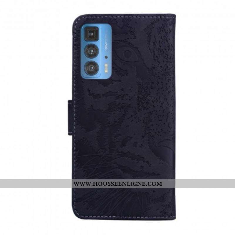 Housse Motorola Edge 20 Pro Empreinte Face de Tigre