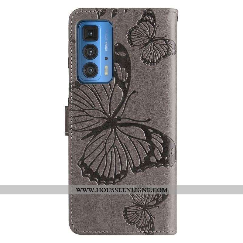 Housse Motorola Edge 20 Pro Papillons Géants à Lanière
