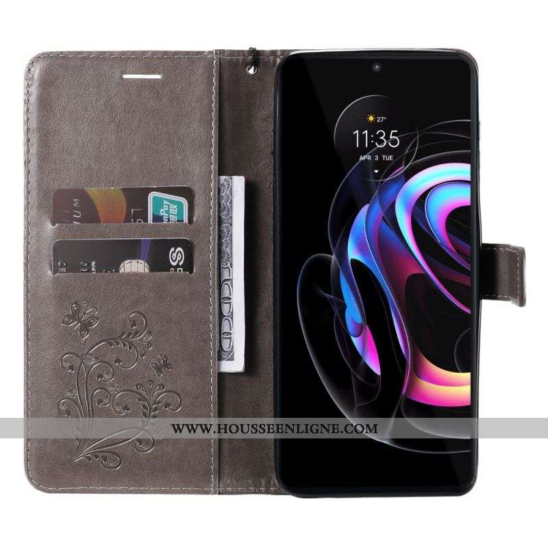 Housse Motorola Edge 20 Pro Papillons Géants à Lanière