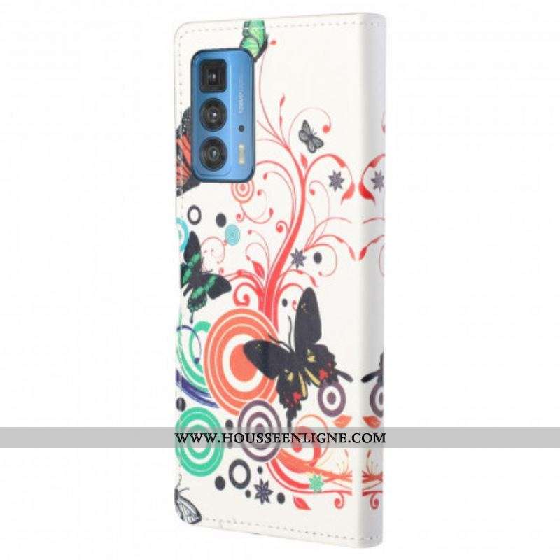Housse Motorola Edge 20 Pro Papillons et Fleurs