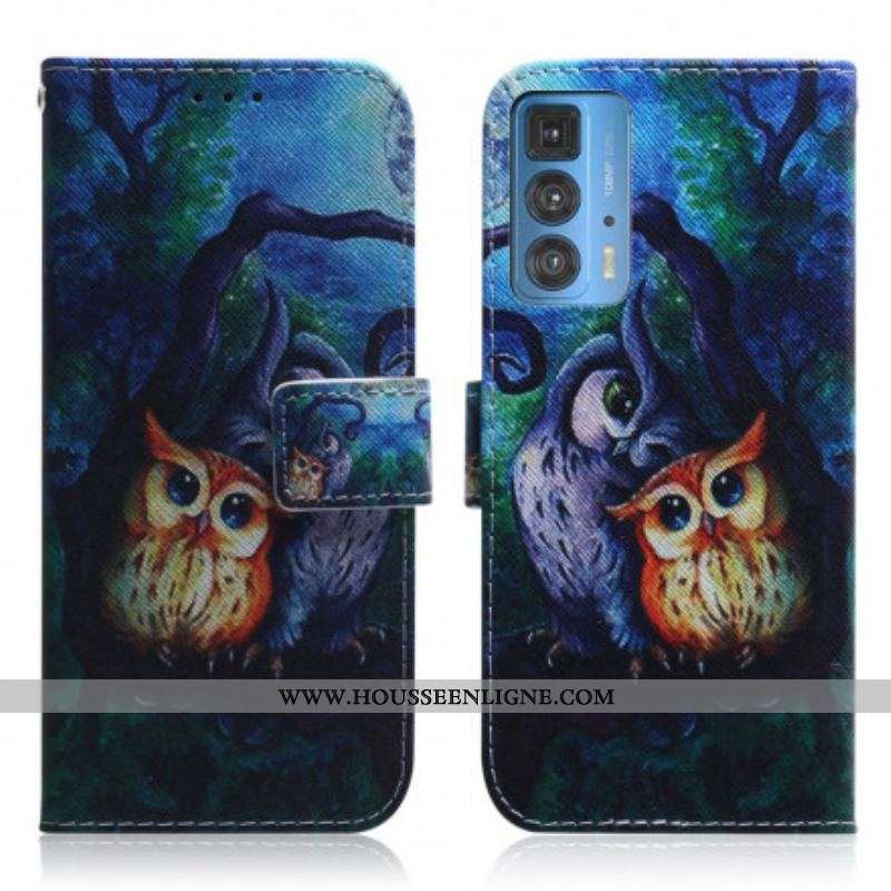 Housse Motorola Edge 20 Pro Peinture de Hiboux