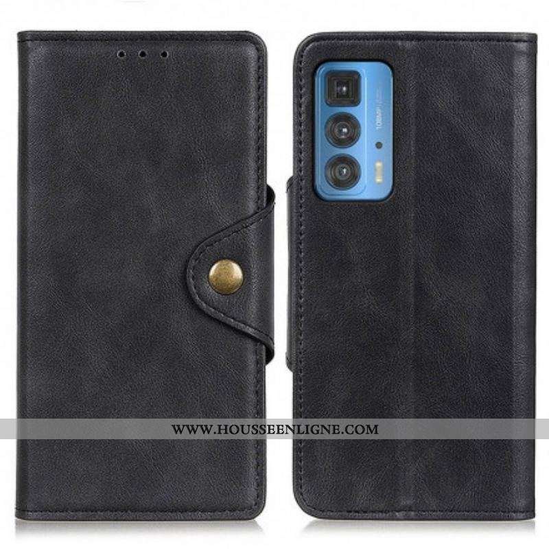 Housse Motorola Edge 20 Pro Simili Cuir Bouton