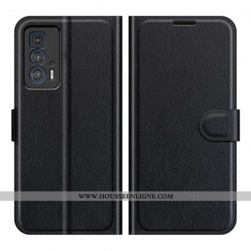 Housse Motorola Edge 20 Pro Simili Cuir Litchi Classique