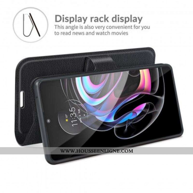 Housse Motorola Edge 20 Pro Simili Cuir Litchi Classique