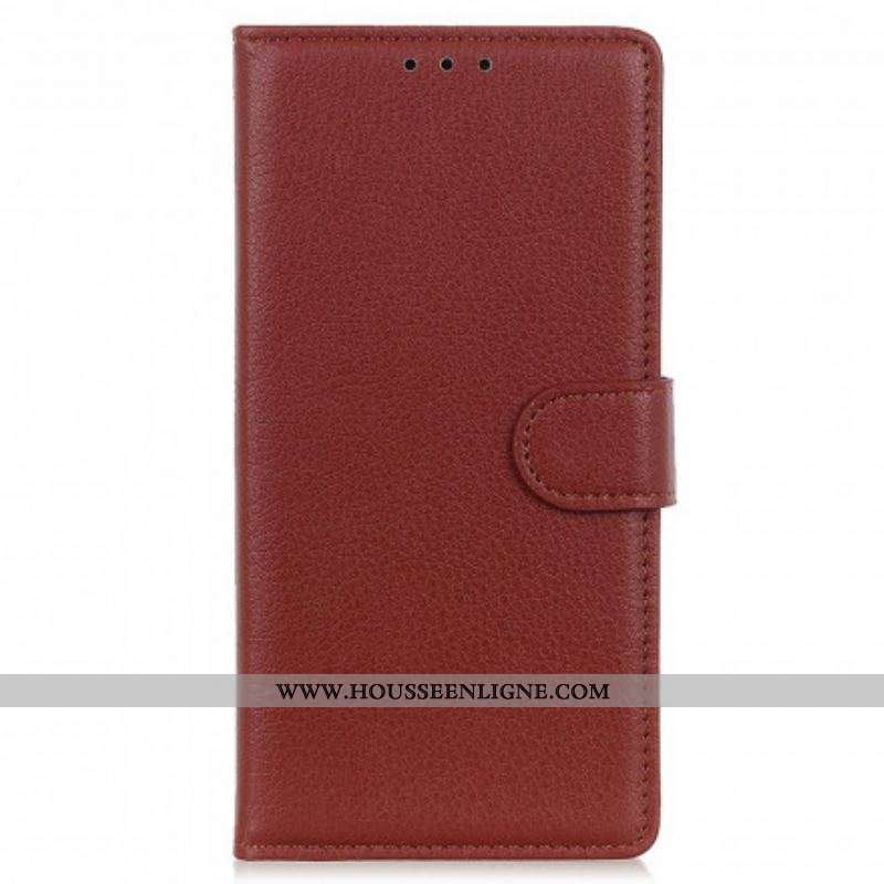 Housse Motorola Edge 20 Pro Simili Cuir Litchi Traditionnel