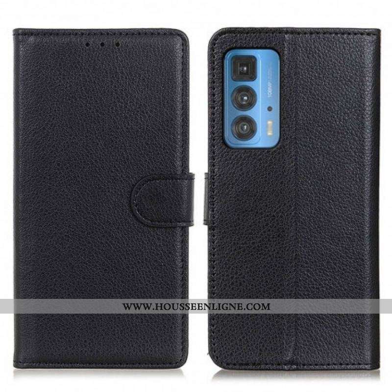 Housse Motorola Edge 20 Pro Simili Cuir Litchi Traditionnel