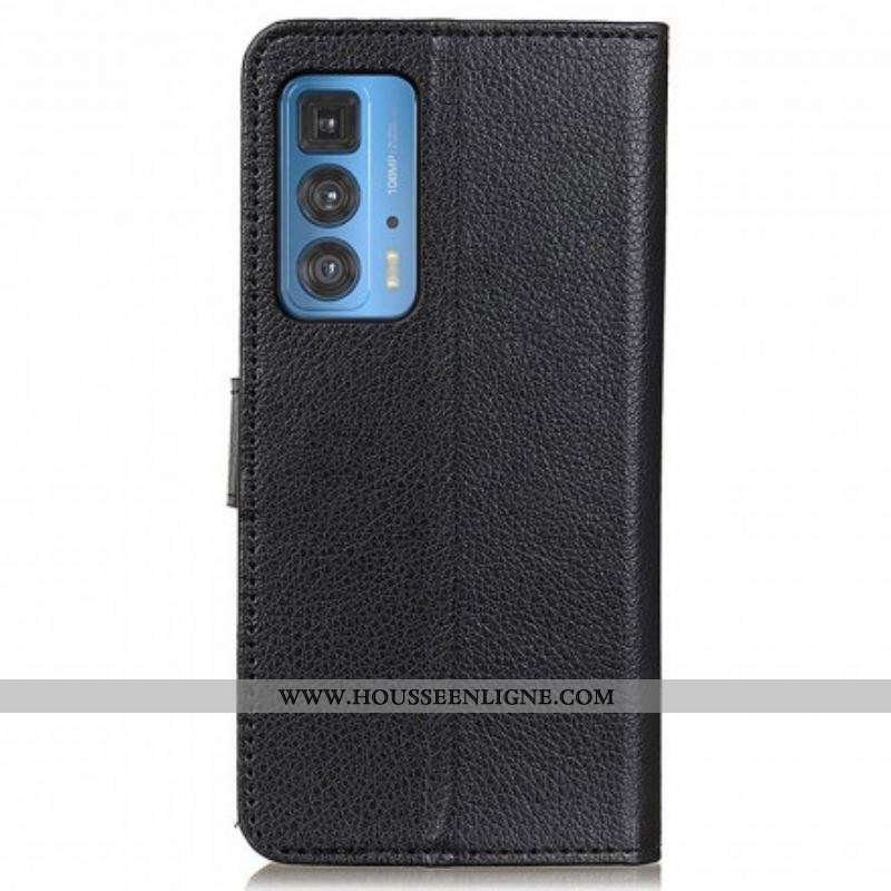 Housse Motorola Edge 20 Pro Simili Cuir Litchi Traditionnel