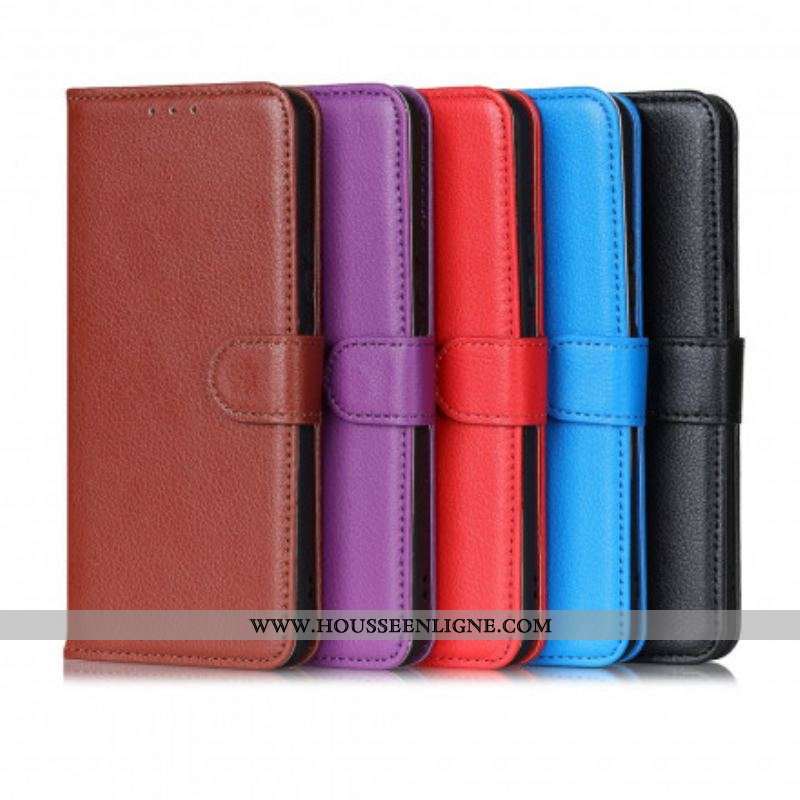 Housse Motorola Edge 20 Pro Simili Cuir Litchi Traditionnel