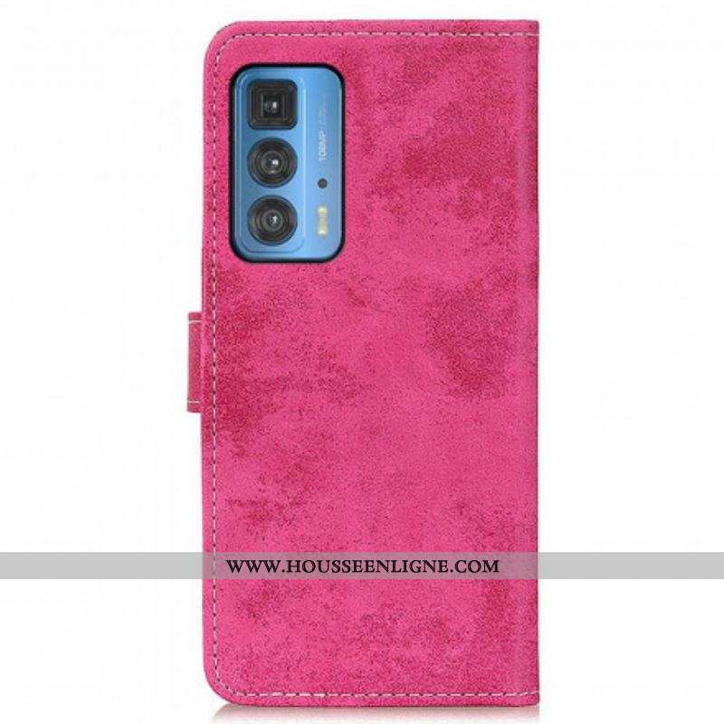 Housse Motorola Edge 20 Pro Simili Cuir Vintage