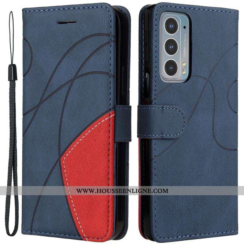 Housse Motorola Edge 20 Simili Cuir Bicolore Signature