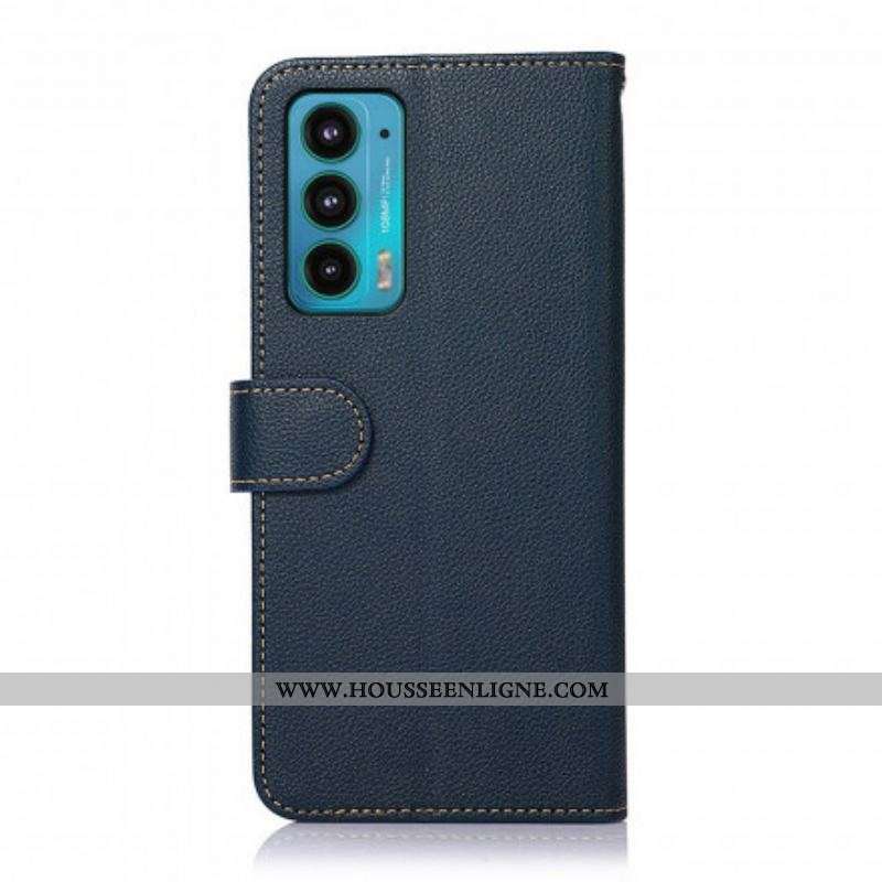 Housse Motorola Edge 20 Style Litchi RFID KHAZNEH