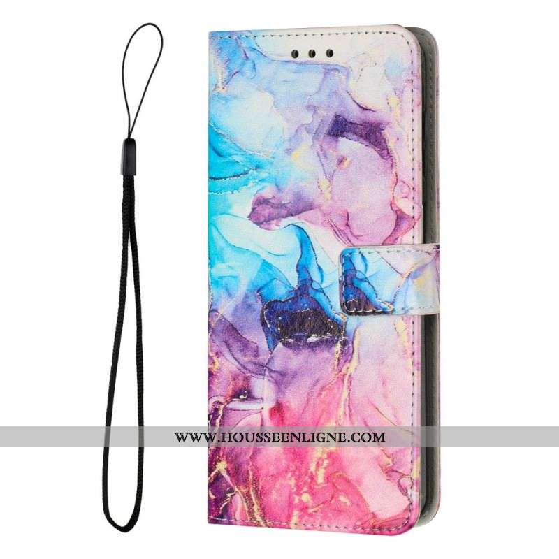 Housse Motorola Edge 40 Pro Marbre à Lanière