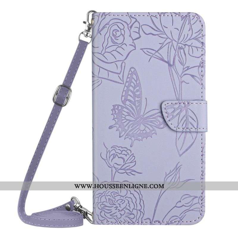 Housse Motorola Edge 40 Pro Papillon avec Bandoulière