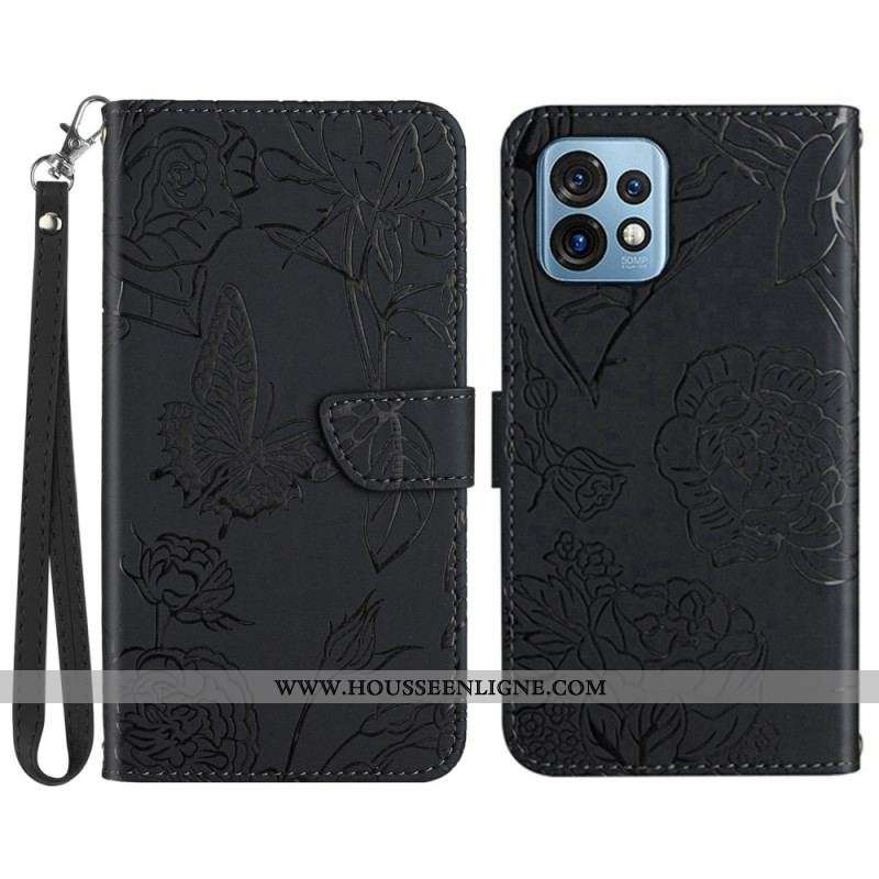 Housse Motorola Edge 40 Pro Papillon avec Lanière