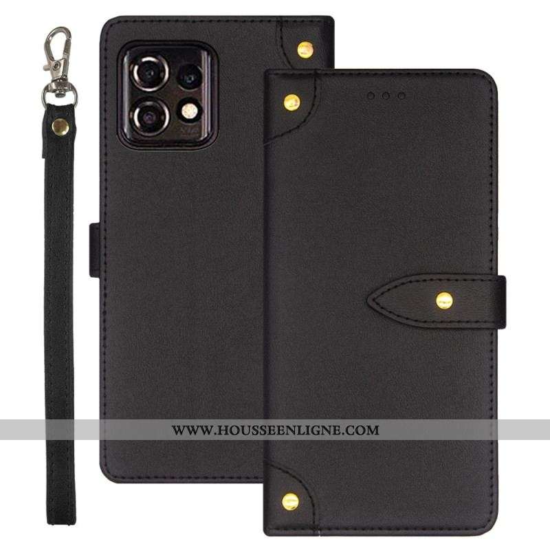 Housse Motorola Edge 40 Pro Rivets et Lanière IDEWEI