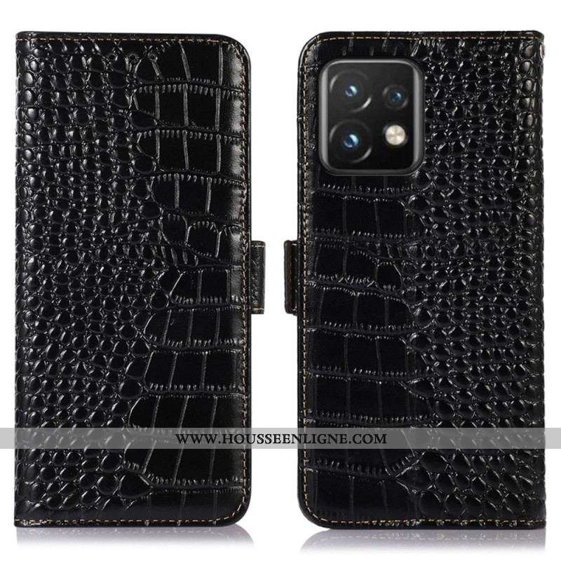 Housse Motorola Edge 40 Pro Style Crocodile RFID