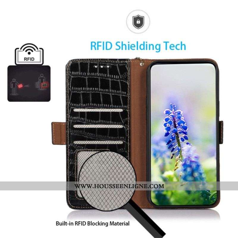 Housse Motorola Edge 40 Pro Style Crocodile RFID