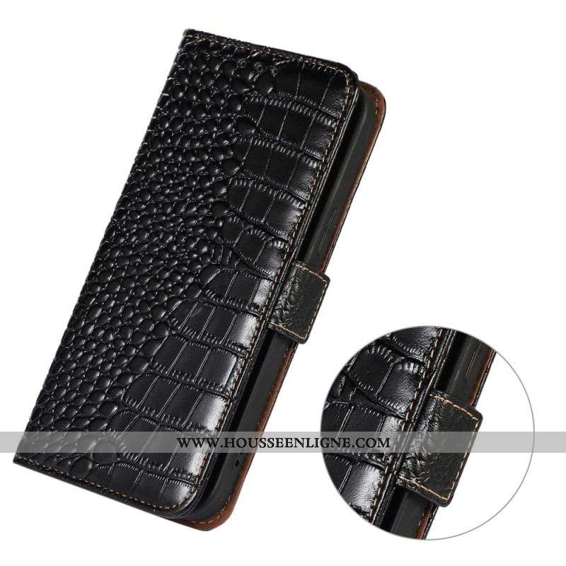 Housse Motorola Edge 40 Pro Style Crocodile RFID