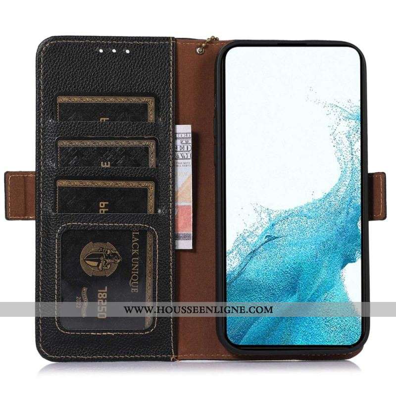 Housse Motorola Edge 40 Pro Vrai Cuir RFID