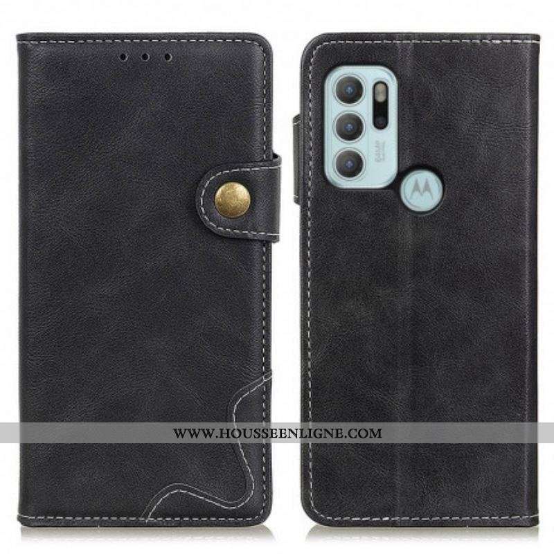 Housse Motorola G60s Artistique Bouton et Coutures