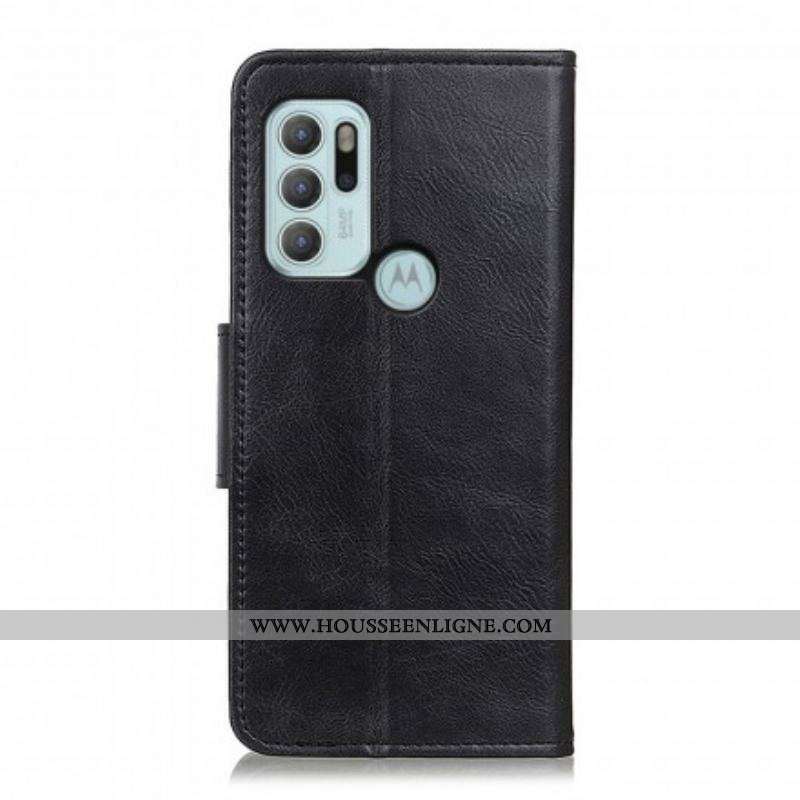 Housse Motorola G60s Effet Cuir Fermoir Réversible