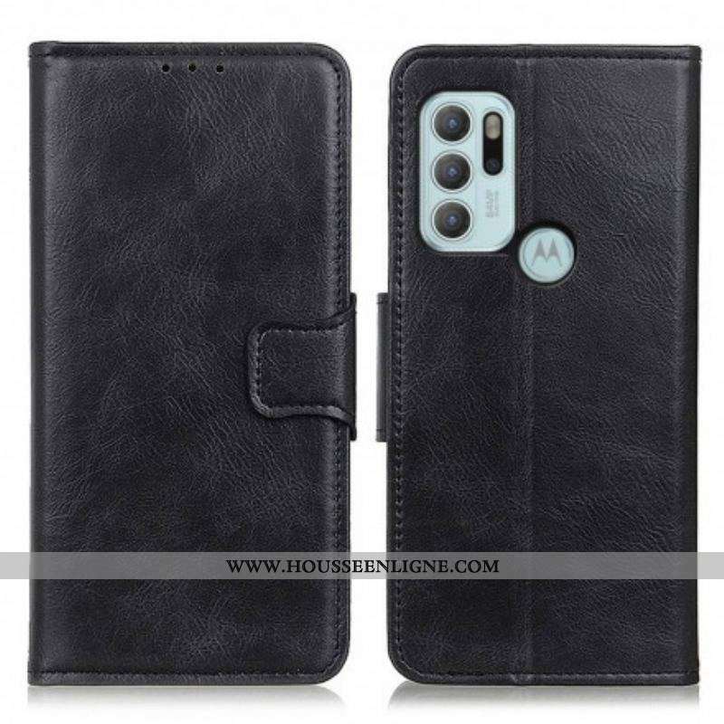 Housse Motorola G60s Effet Cuir Fermoir Réversible