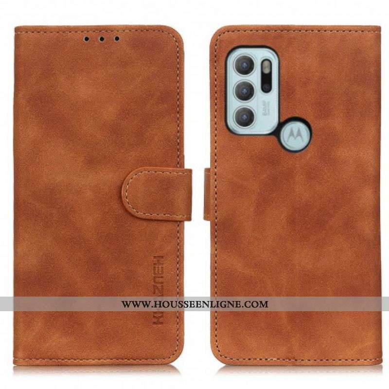 Housse Motorola G60s Effet Cuir Vintage KHAZNEH