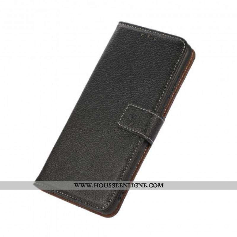 Housse Motorola G60s Litchi Coutures Apparentes