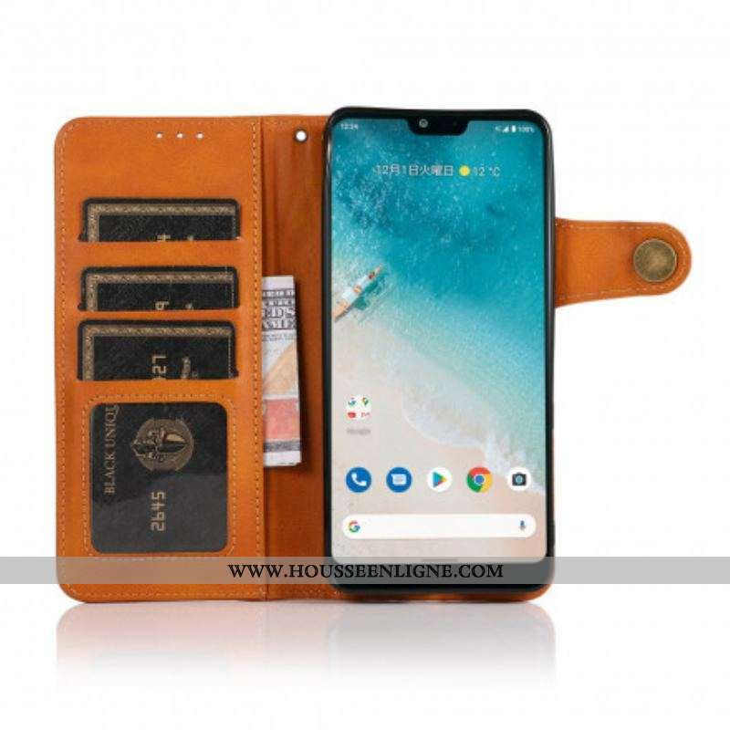 Housse Motorola G60s Simili Cuir Bouton KHAZNEH