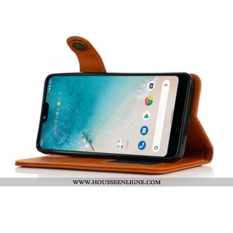 Housse Motorola G60s Simili Cuir Bouton KHAZNEH