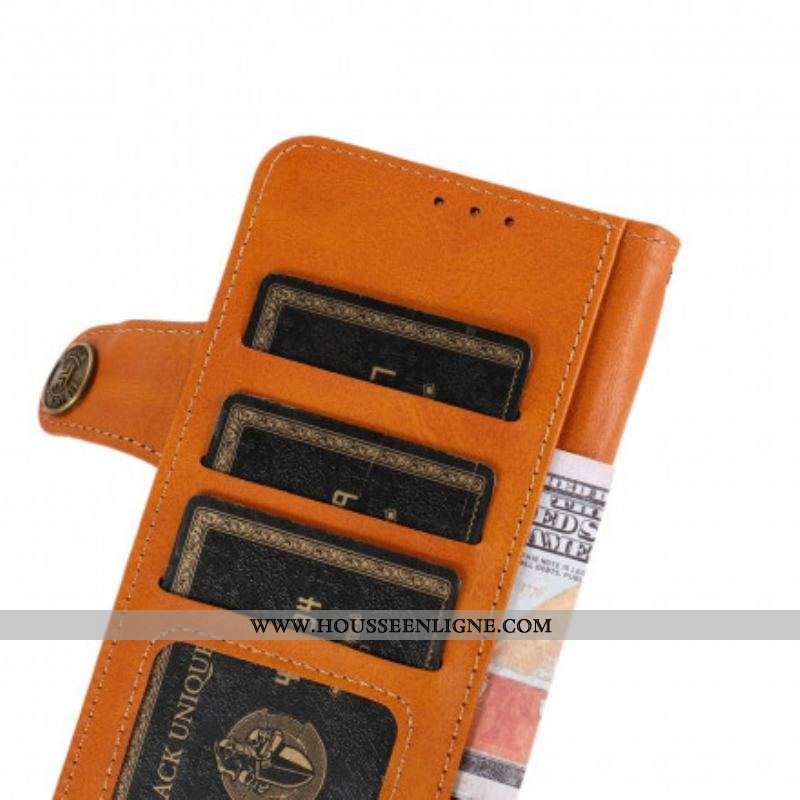 Housse Motorola G60s Simili Cuir Bouton KHAZNEH