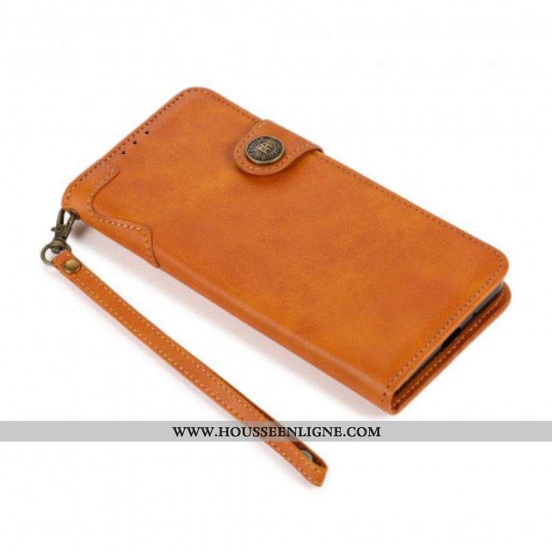 Housse Motorola G60s Simili Cuir Bouton KHAZNEH