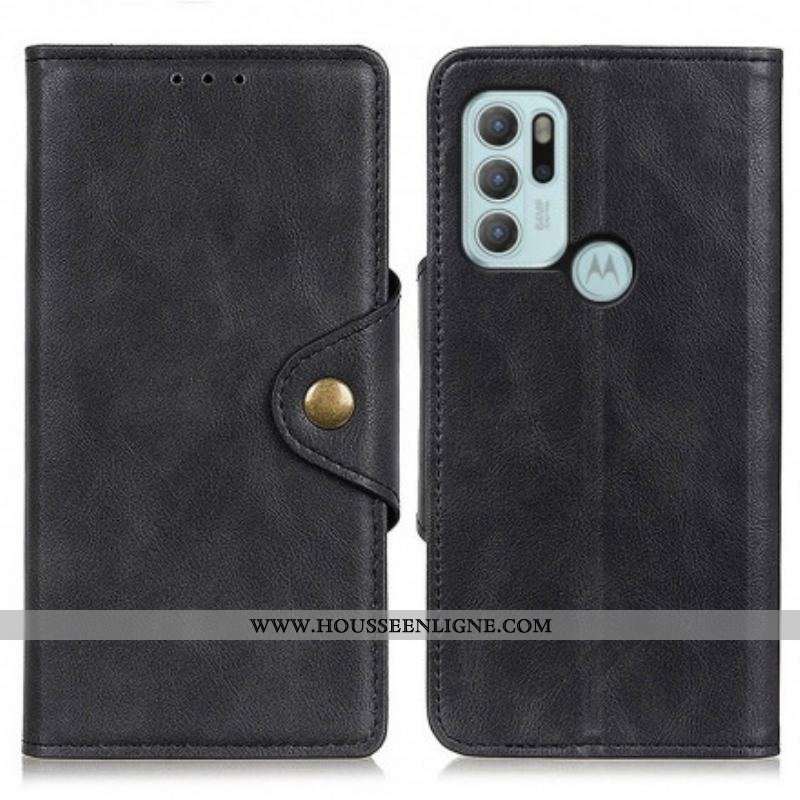 Housse Motorola G60s Simili Cuir Bouton