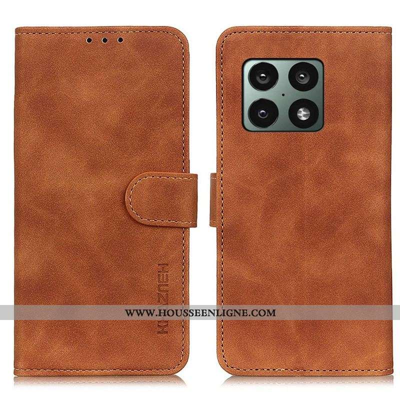 Housse OnePlus 10 Pro 5G Matte Effet Cuir Vintage KHAZNEH