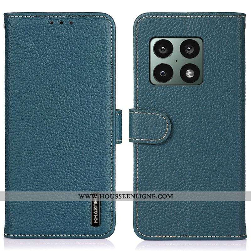 Housse OnePlus 10 Pro 5G Véritable Cuir Litchi KHAZNEH
