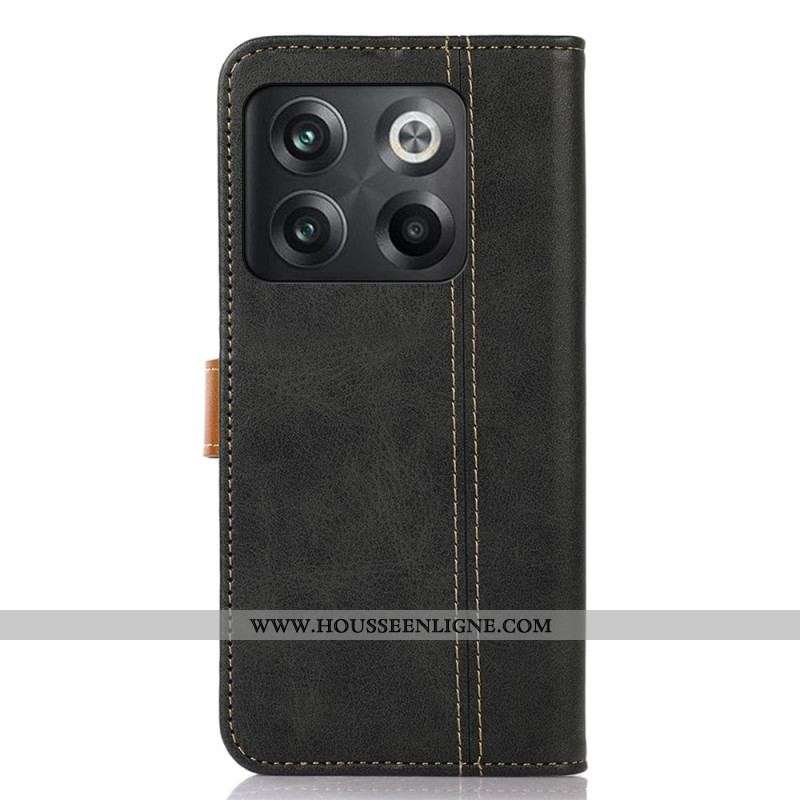 Housse OnePlus 10T 5G Bicolore Fermoir Doré