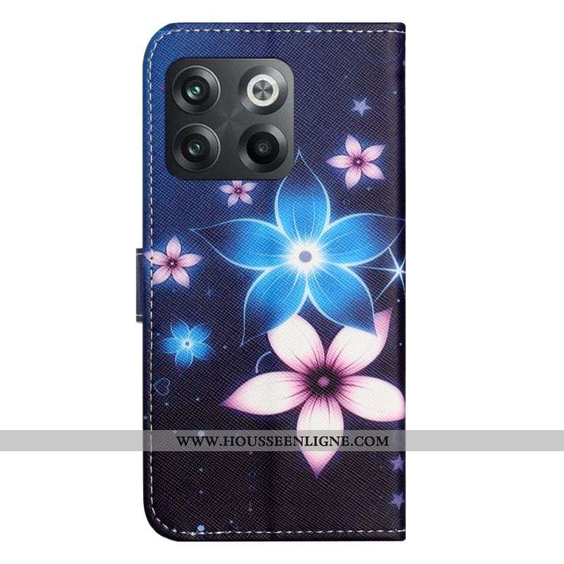 Housse OnePlus 10T 5G Fleurs Lunaires à Lanière