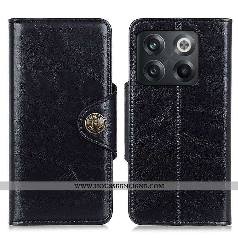 Housse OnePlus 10T 5G Simili Cuir Verni Bouton KHAZNEH