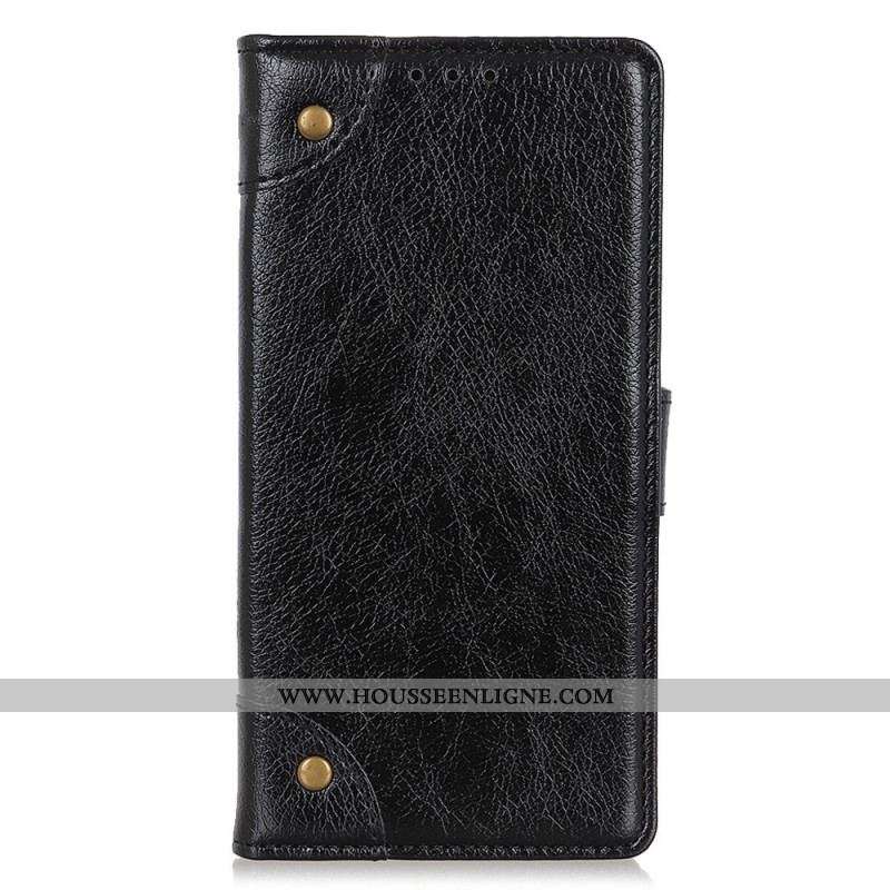 Housse OnePlus 10T 5G Style Cuir Nappa Rivets Vintage