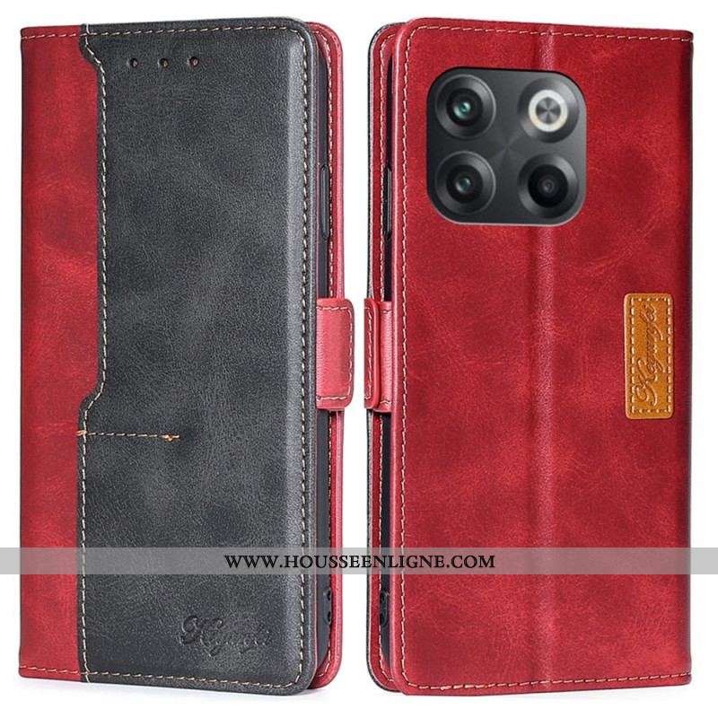 Housse OnePlus 10T Effet Cuir Bicolore